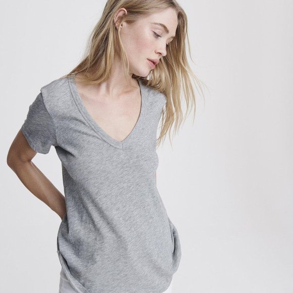 rag & bone | Slub Vee T-Shirt (Gray) - Picture 1 of 5